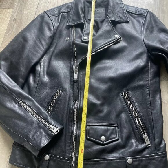 AllSaints  Men’s Brett Leather Double Rider Jacket  Size S Black Moto Motorcycle - Picture 6 of 13